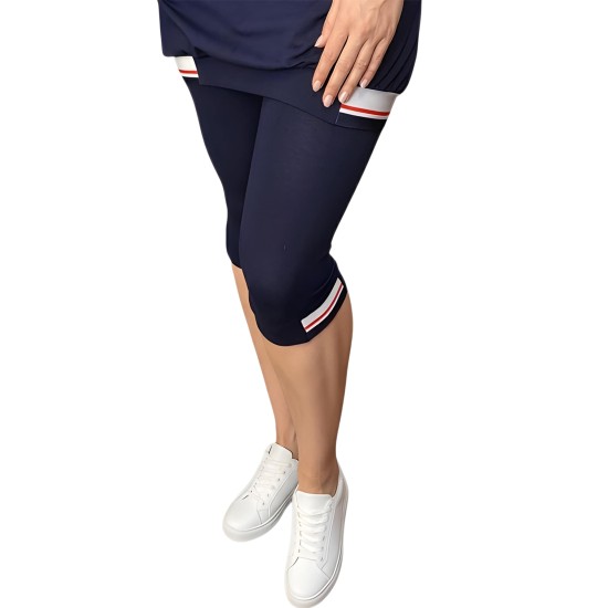 Női pamut térdnadrág sötétkék színben, rugalmas kényelmes viselet S–5XL méretben , Tami nadrág