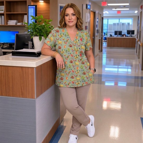 Berta nővér tunika keki alapon levélmintával - Ilati Fashion Berta nővér tunika keki alapon levélmintával - Ilati Fashion