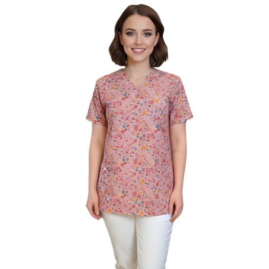 Andi nővér tunika vidám pasztel mintával