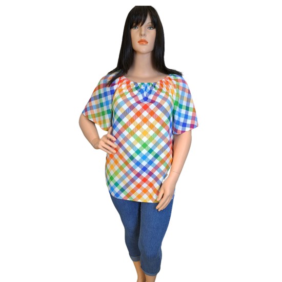 Margaréta gumis vllú kockás tunika