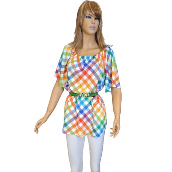 Margaréta gumis vllú kockás tunika