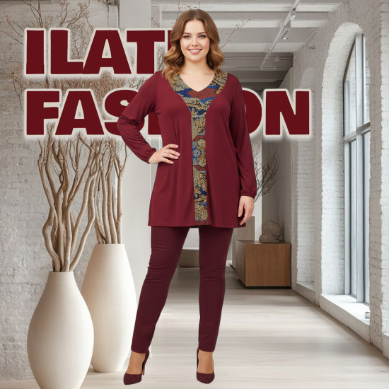 Nina "A" vonalú tunika bordó